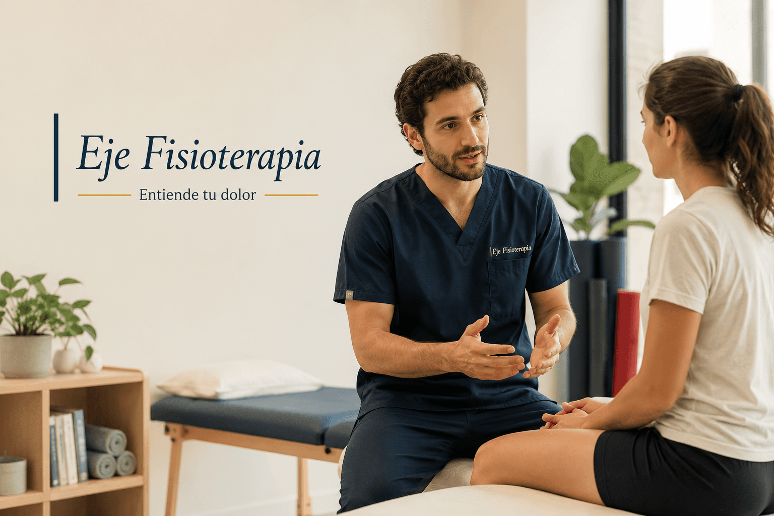 Fisioterapeuta atendiendo a una paciente en Eje Fisioterapia