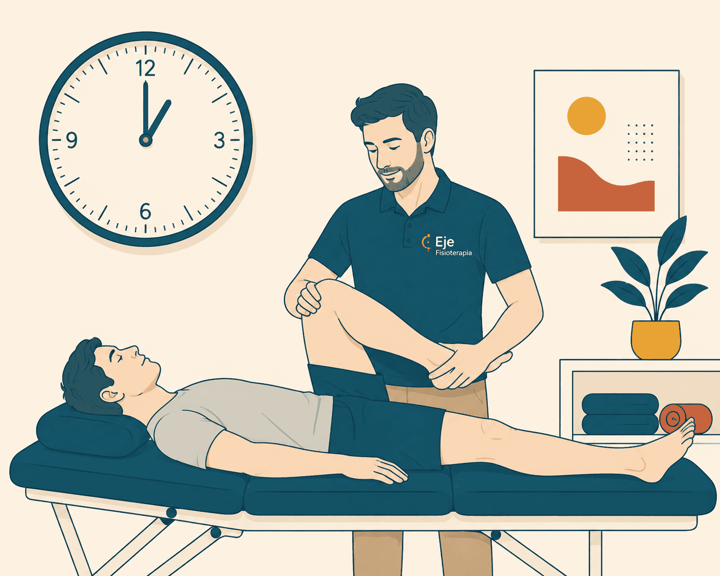 Una sesión de una hora: el fisioterapeuta dedica el tiempo completo a un solo paciente